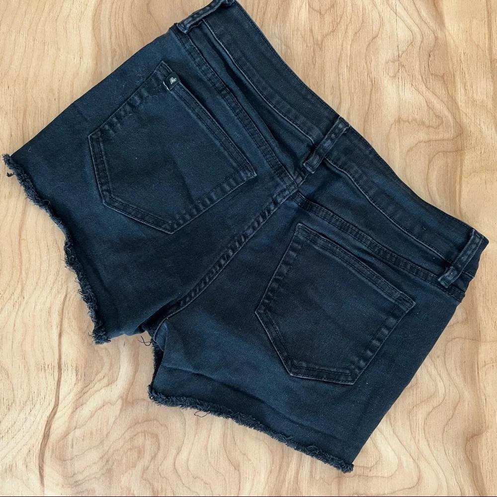 Lovesick Skull-Studded Black Raw-Hem Shorts